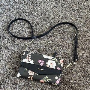 Nine West Pink and Black Floral Crossbody Bag